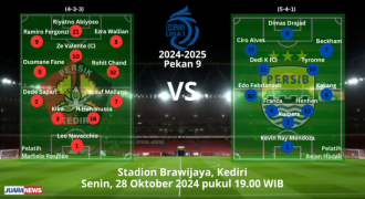 Ini Susunan Pemain Persik Kediri vs Persib Bandung